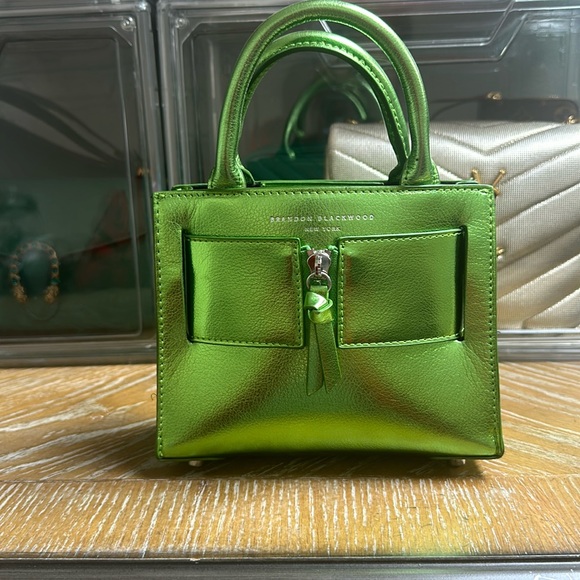 Brandon Blackwood Handbags - Brandon Blackwood Metallic Green Leather Kuei Bag